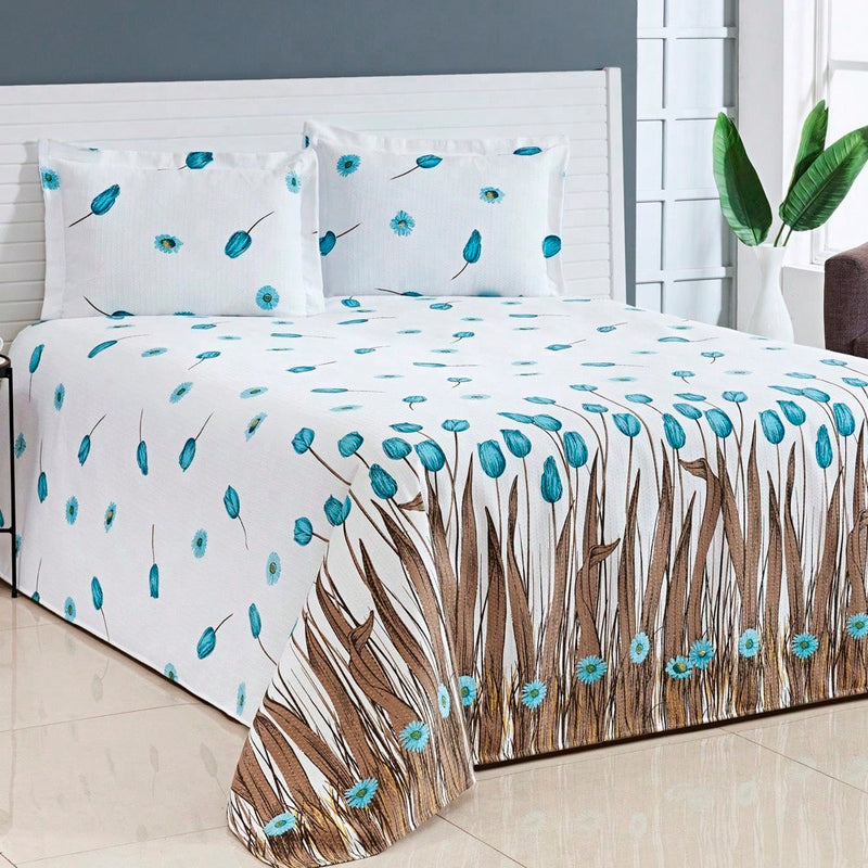 Cobre Leito Bella Piquet Queen 03 Peças Estampas