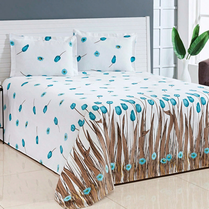 Cobre Leito Bella Piquet Queen 03 Peças Estampas