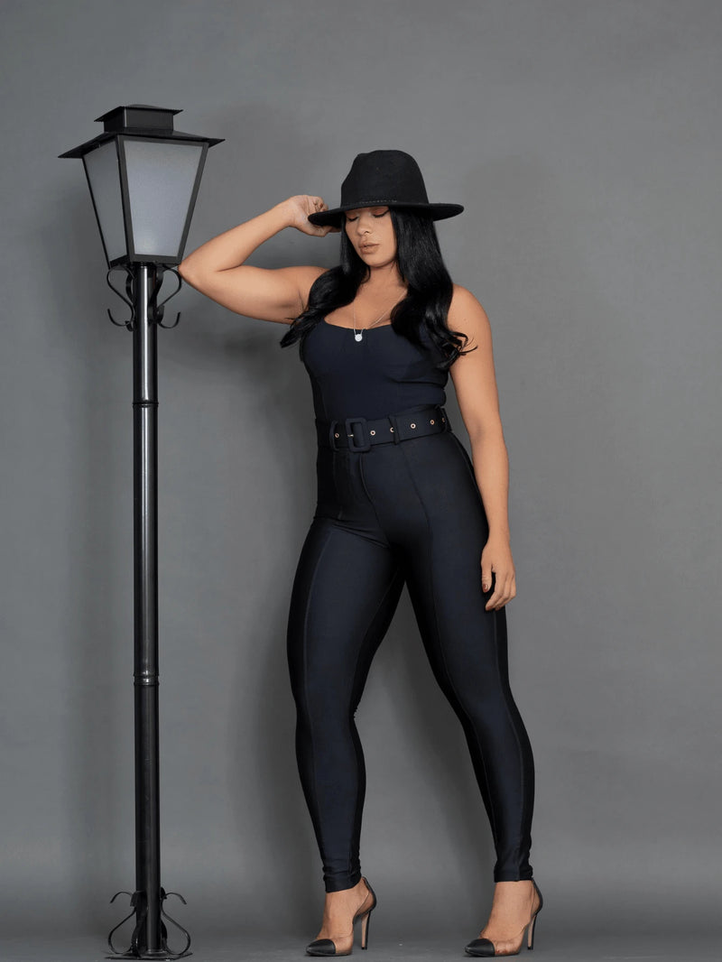 Calça Skinny Feminina Grossa Com Cinto Cintura Alta Inverno 2025