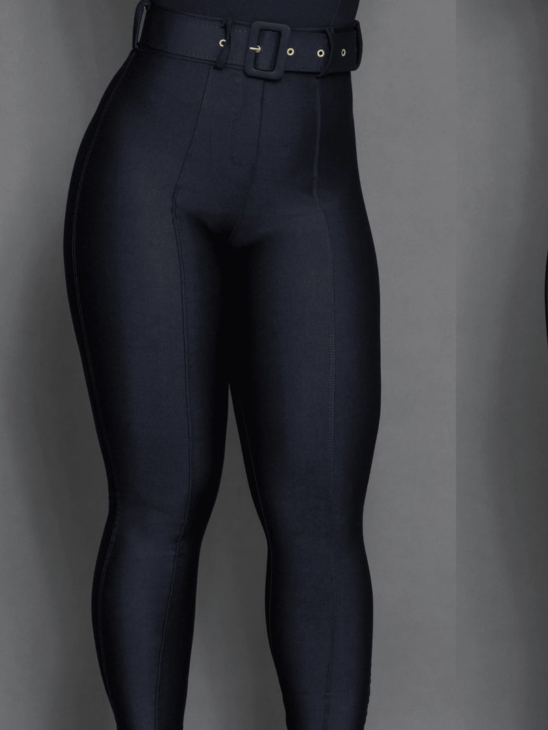 Calça Skinny Feminina Grossa Com Cinto Cintura Alta Inverno 2025