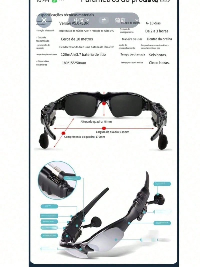 Bluetooth, óculos para ouvir, cantar, ligar, navegar, fones de ouvido inteligentes sem fio polarizados, dirigir, óculos de sol, óculos multifuncionais