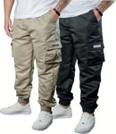 Vendedor IndicadoKit 2 Calça Jogger Bolsos Cargo Corta Vento Masculina Skate Preto/Caqui