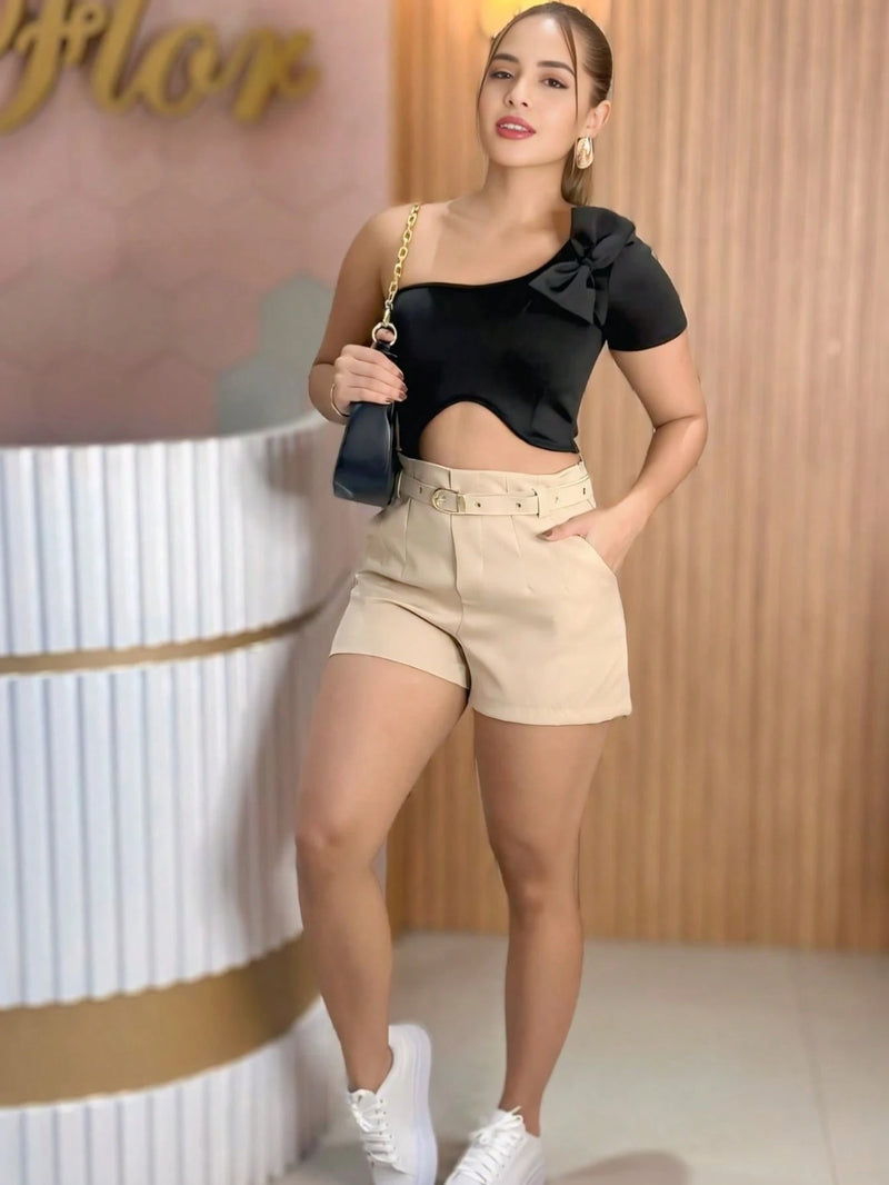 Vendedor IndicadoShort Alfaiataria Feminino Com Cinto E Bolso Cinto Finho