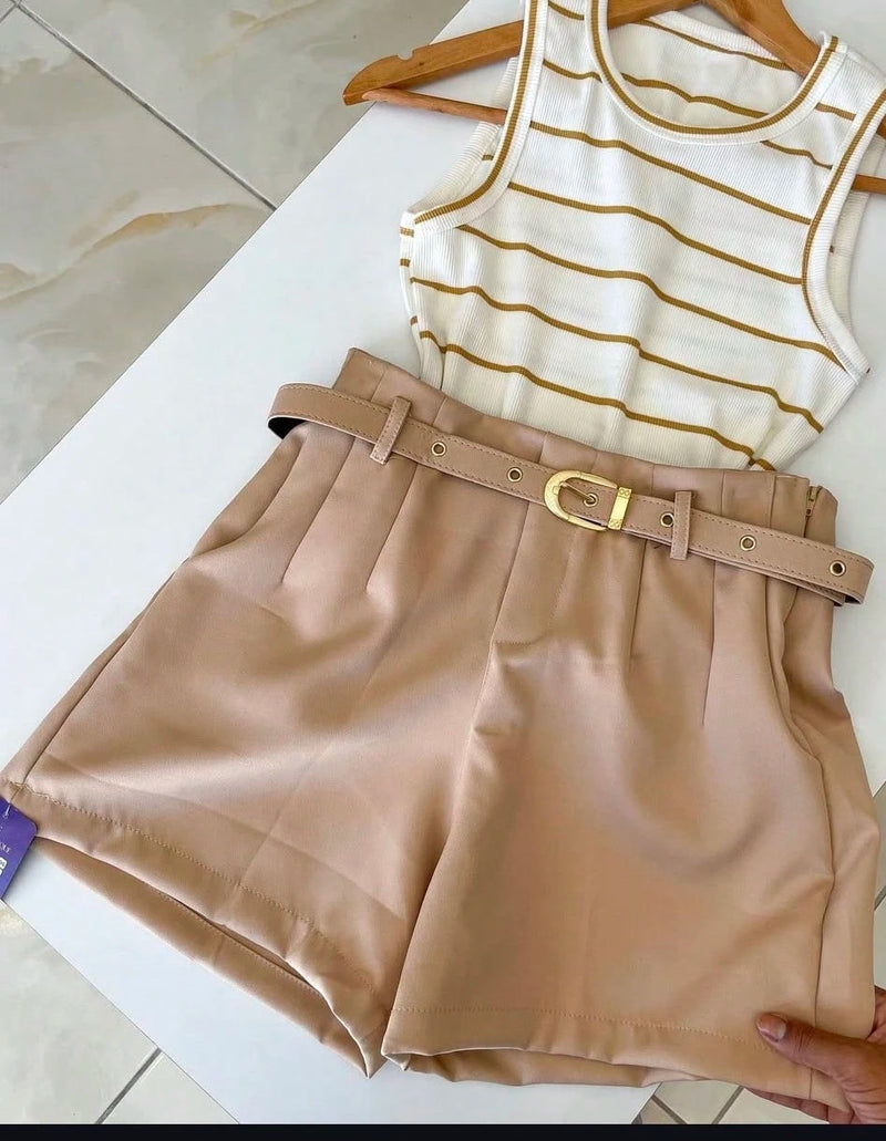 Vendedor IndicadoShort Alfaiataria Feminino Com Cinto E Bolso Cinto Finho