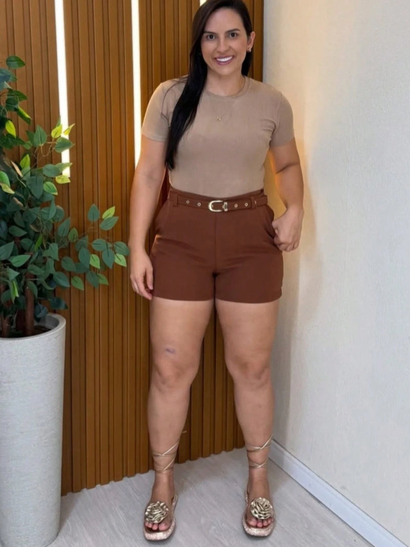 Vendedor IndicadoShort Alfaiataria Feminino Com Cinto E Bolso Cinto Finho