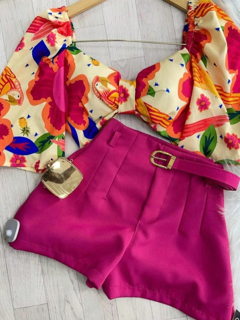 Vendedor IndicadoShort Alfaiataria Feminino Com Cinto E Bolso Cinto Finho