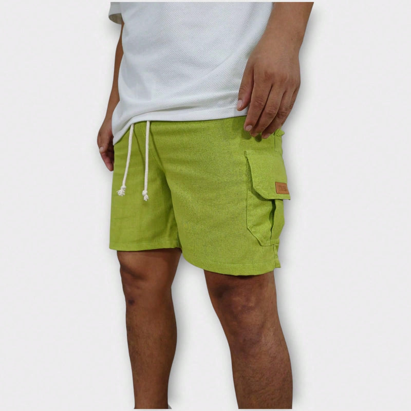 Vendedor IndicadoKit 5 Shorts Cargo De Linho Premium Shorts Mauricinho Masculino Casual Basico Confortavel Detalhe Etiqueta De Couro
