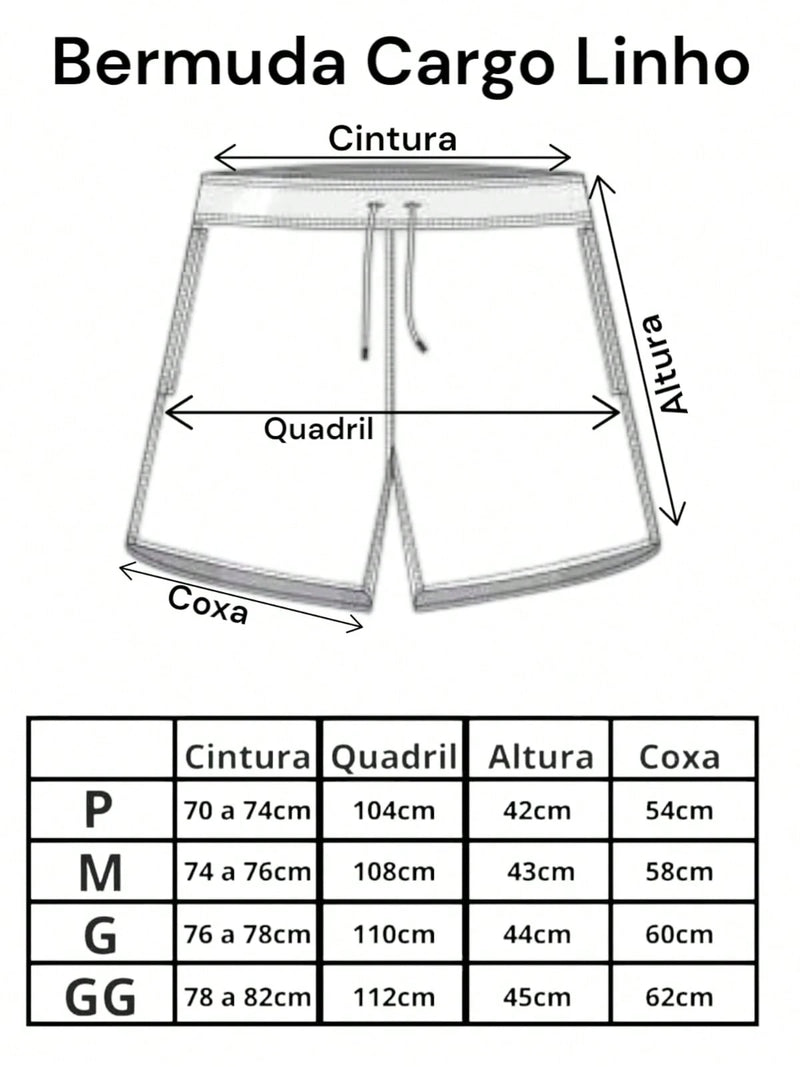 Vendedor IndicadoKit 5 Shorts Cargo De Linho Premium Shorts Mauricinho Masculino Casual Basico Confortavel Detalhe Etiqueta De Couro