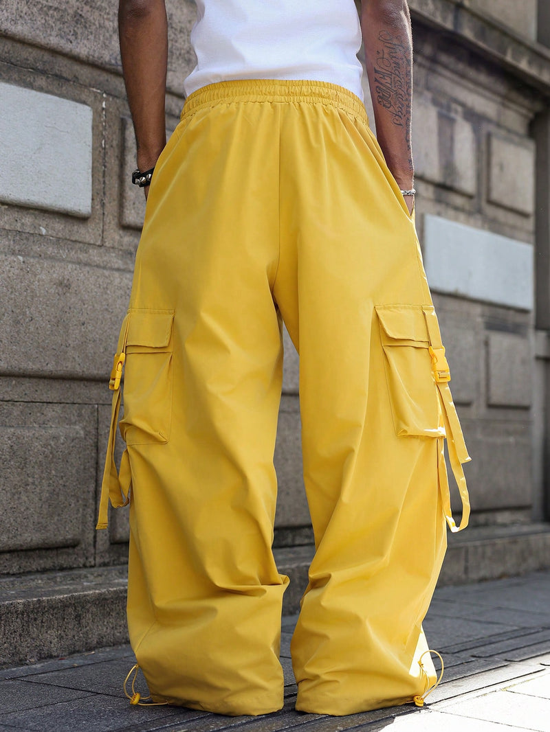 PAVTROS Calça Cargo Casual Masculina Sólida e Folgada, Para o Outono