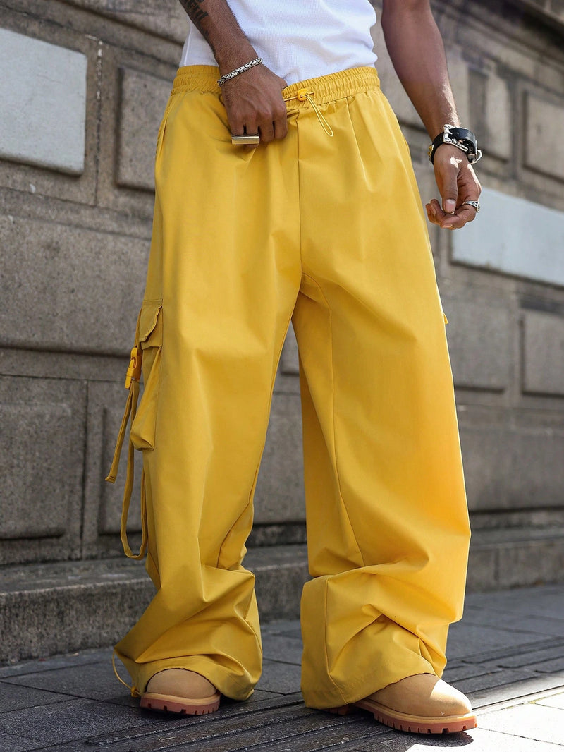 PAVTROS Calça Cargo Casual Masculina Sólida e Folgada, Para o Outono