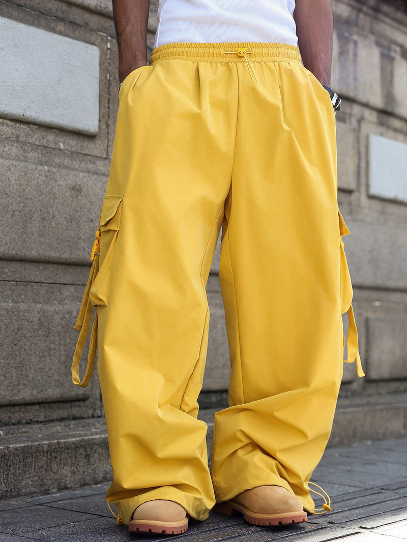 PAVTROS Calça Cargo Casual Masculina Sólida e Folgada, Para o Outono