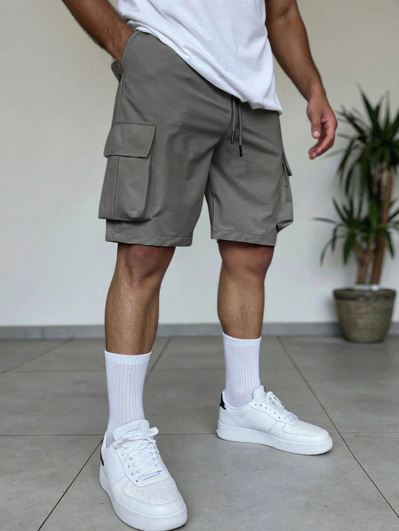 Manfinity Homme Shorts Utilitária Masculina com Vários Bolsos, Shorts Casual Versátil e na Moda