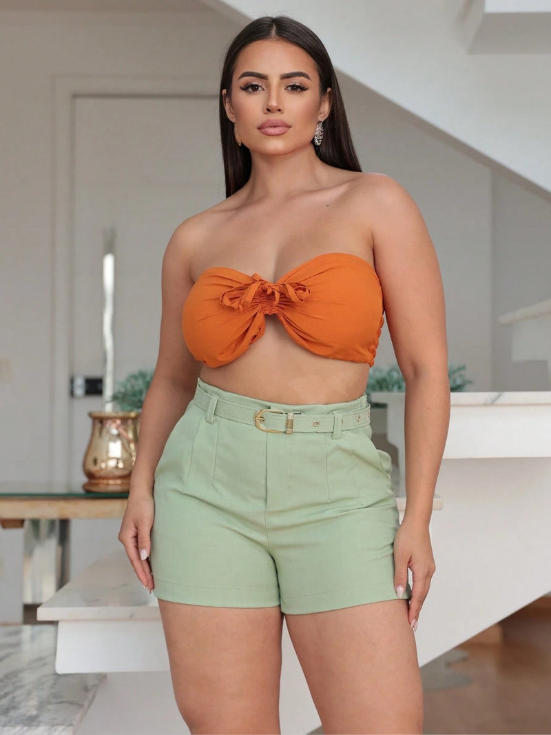 Vendedor IndicadoShort Alfaiataria Feminino Com Cinto E Bolso Cinto Finho