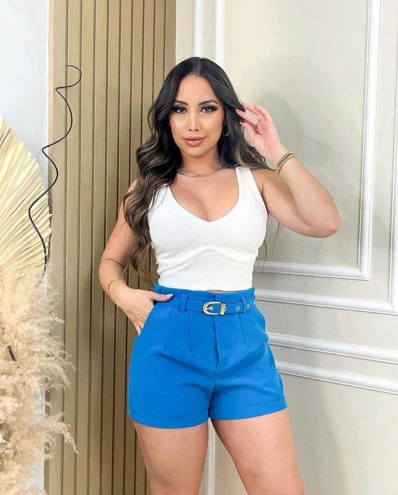 Vendedor IndicadoShort Alfaiataria Feminino Com Cinto E Bolso Cinto Finho