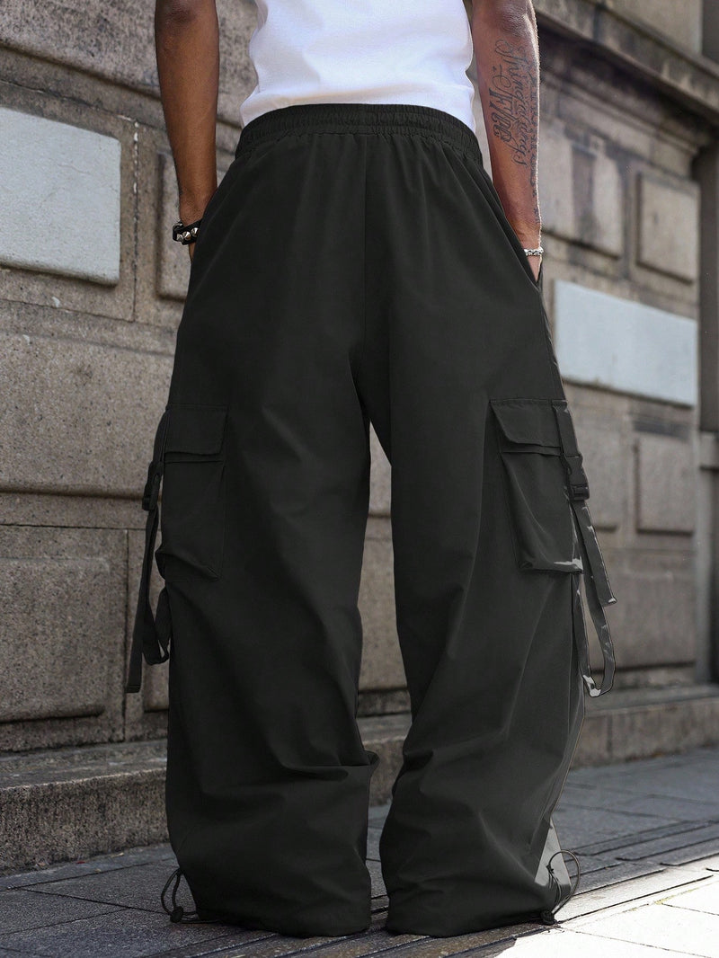 PAVTROS Calça Cargo Casual Masculina Sólida e Folgada, Para o Outono