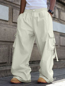 PAVTROS Calça Cargo Casual Masculina Sólida e Folgada, Para o Outono