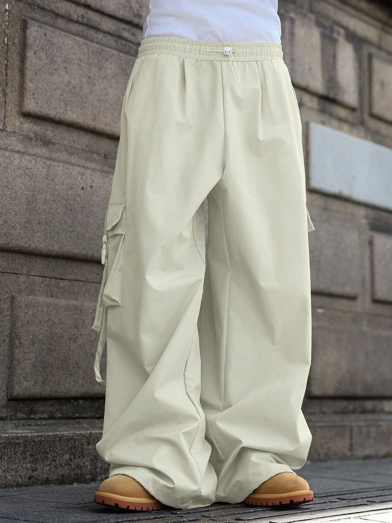 PAVTROS Calça Cargo Casual Masculina Sólida e Folgada, Para o Outono