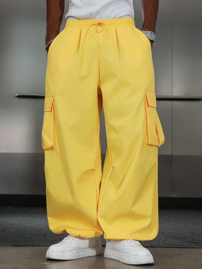 PAVTROS Calça Cargo Casual Masculina Sólida e Folgada, Para o Outono