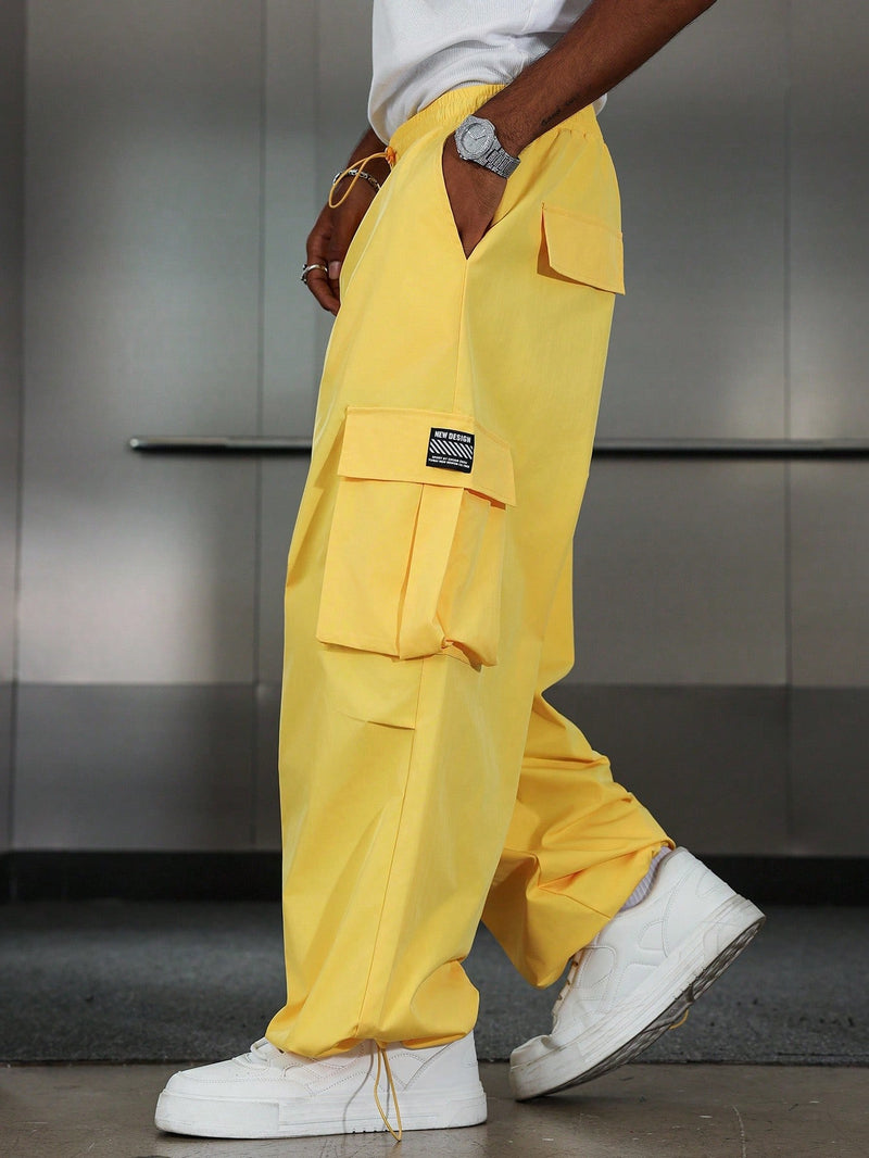 PAVTROS Calça Cargo Casual Masculina Sólida e Folgada, Para o Outono