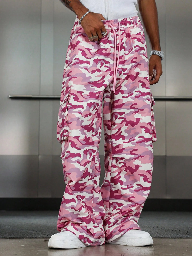 PAVTROS Calça Cargo Casual Masculina Sólida e Folgada, Para o Outono