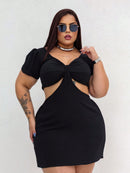 Vestido Feminino Plus Size Modelo Curto Verão Manga Princesa Romântico Primavera Verão Tecido Fresco e Confortável Tecido Duna Leve Tamanhos G1 e G2