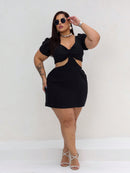Vestido Feminino Plus Size Modelo Curto Verão Manga Princesa Romântico Primavera Verão Tecido Fresco e Confortável Tecido Duna Leve Tamanhos G1 e G2