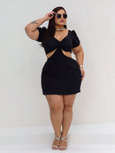 Vestido Feminino Plus Size Modelo Curto Verão Manga Princesa Romântico Primavera Verão Tecido Fresco e Confortável Tecido Duna Leve Tamanhos G1 e G2