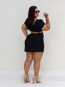Vestido Feminino Plus Size Modelo Curto Verão Manga Princesa Romântico Primavera Verão Tecido Fresco e Confortável Tecido Duna Leve Tamanhos G1 e G2