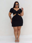 Vestido Feminino Plus Size Modelo Curto Verão Manga Princesa Romântico Primavera Verão Tecido Fresco e Confortável Tecido Duna Leve Tamanhos G1 e G2
