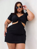 Vestido Feminino Plus Size Modelo Curto Verão Manga Princesa Romântico Primavera Verão Tecido Fresco e Confortável Tecido Duna Leve Tamanhos G1 e G2
