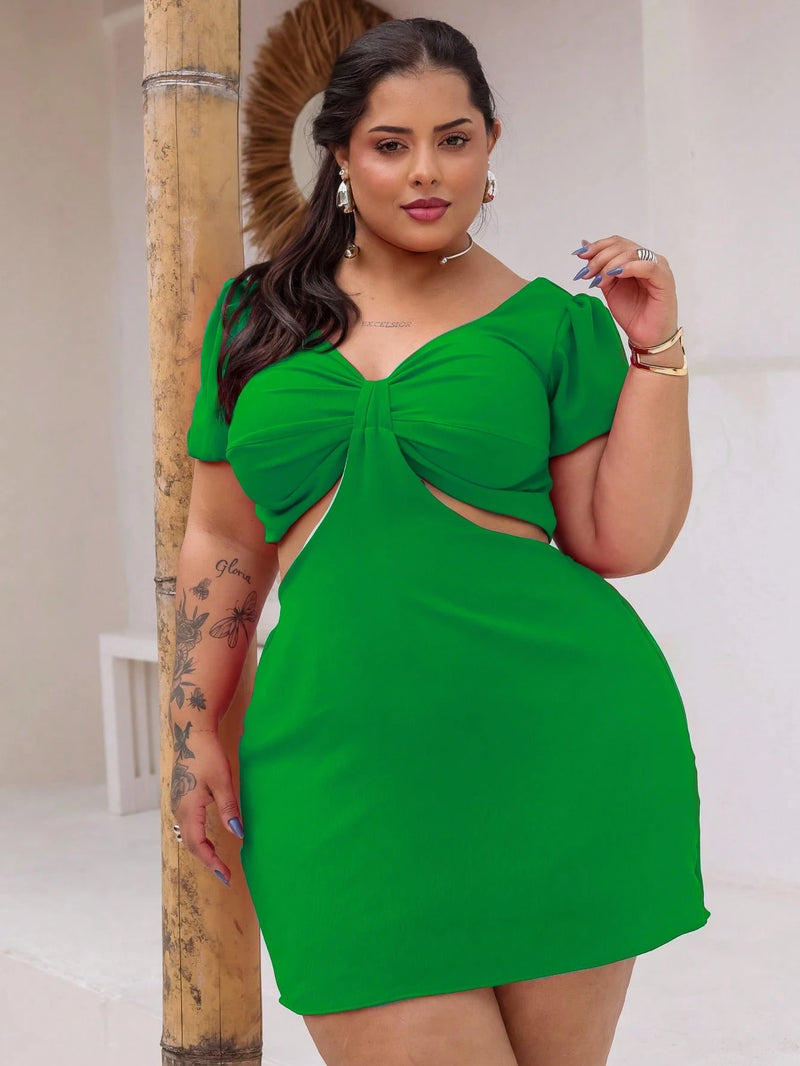Vestido Feminino Plus Size Modelo Curto Verão Manga Princesa Romântico Primavera Verão Tecido Fresco e Confortável Tecido Duna Leve Tamanhos G1 e G2
