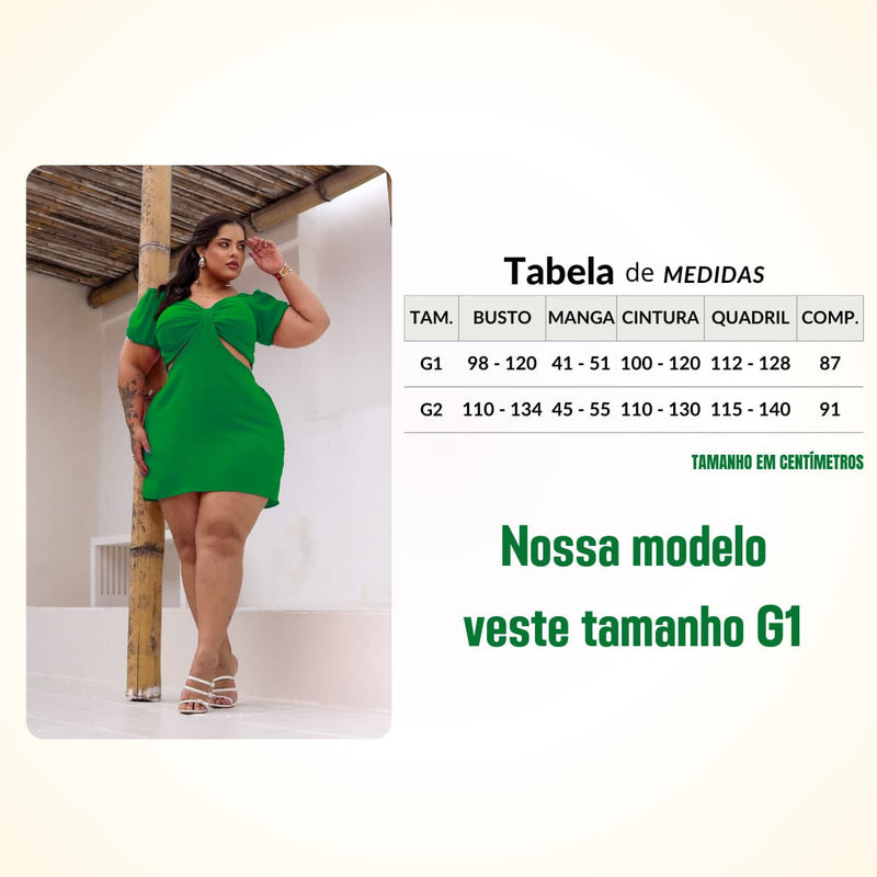 Vestido Feminino Plus Size Modelo Curto Verão Manga Princesa Romântico Primavera Verão Tecido Fresco e Confortável Tecido Duna Leve Tamanhos G1 e G2