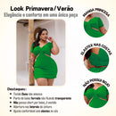 Vestido Feminino Plus Size Modelo Curto Verão Manga Princesa Romântico Primavera Verão Tecido Fresco e Confortável Tecido Duna Leve Tamanhos G1 e G2