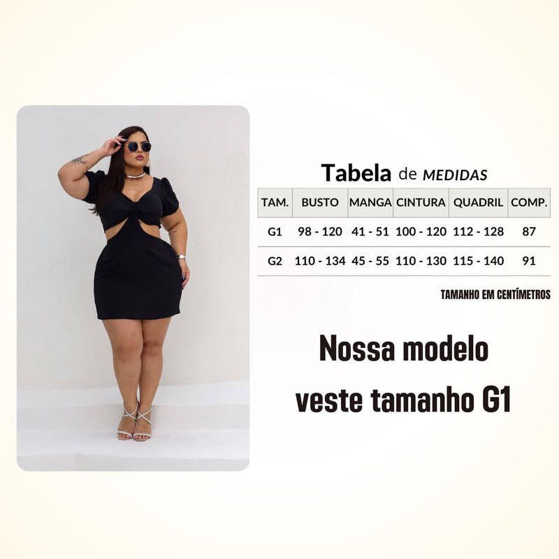 Vestido Feminino Plus Size Modelo Curto Verão Manga Princesa Romântico Primavera Verão Tecido Fresco e Confortável Tecido Duna Leve Tamanhos G1 e G2