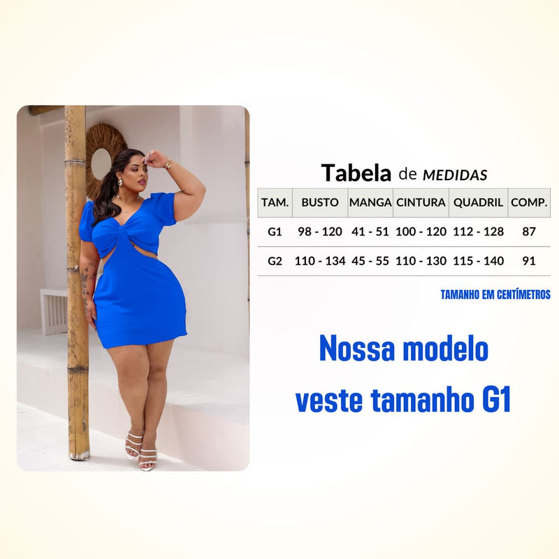 Vestido Feminino Plus Size Modelo Curto Verão Manga Princesa Romântico Primavera Verão Tecido Fresco e Confortável Tecido Duna Leve Tamanhos G1 e G2