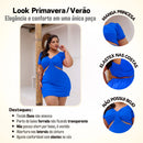Vestido Feminino Plus Size Modelo Curto Verão Manga Princesa Romântico Primavera Verão Tecido Fresco e Confortável Tecido Duna Leve Tamanhos G1 e G2