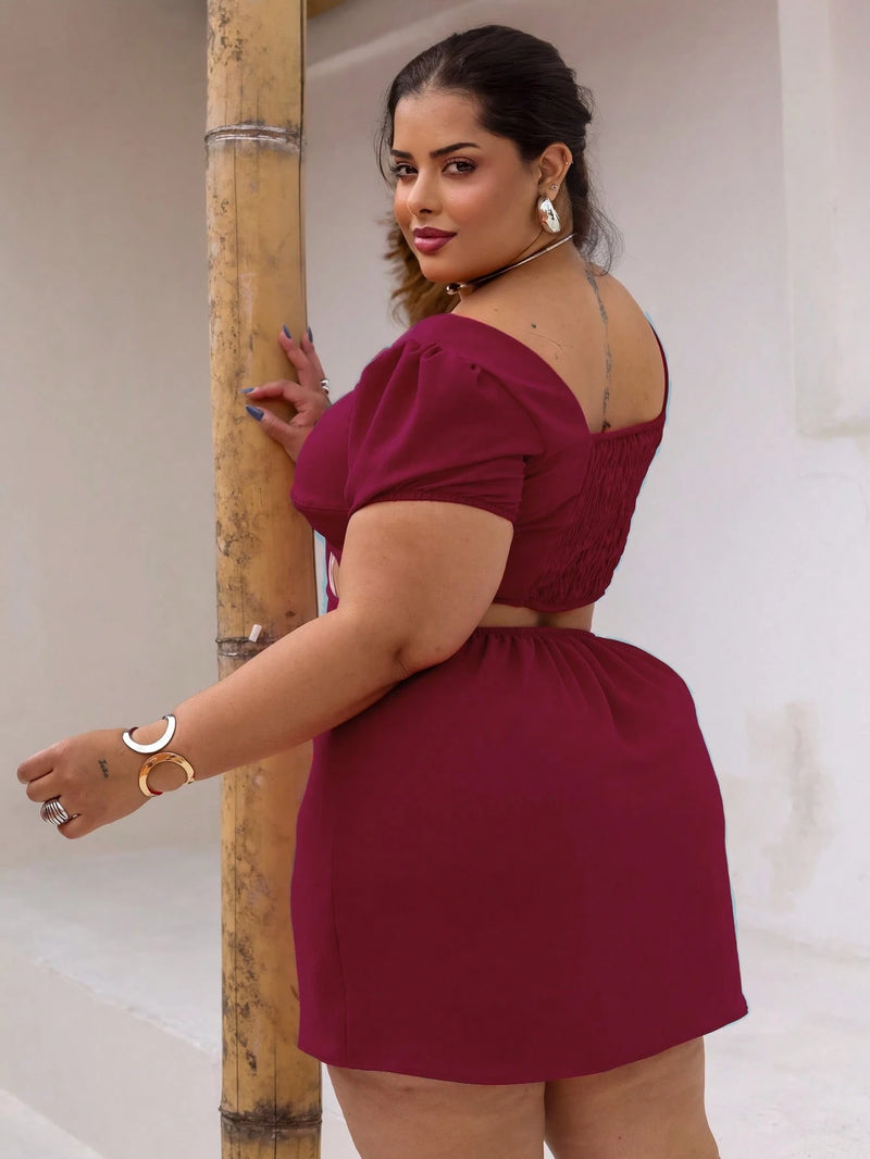 Vestido Feminino Plus Size Modelo Curto Verão Manga Princesa Romântico Primavera Verão Tecido Fresco e Confortável Tecido Duna Leve Tamanhos G1 e G2
