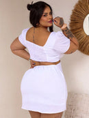 Vestido Feminino Plus Size Modelo Curto Verão Manga Princesa Romântico Primavera Verão Tecido Fresco e Confortável Tecido Duna Leve Tamanhos G1 e G2