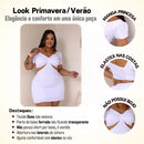 Vestido Feminino Plus Size Modelo Curto Verão Manga Princesa Romântico Primavera Verão Tecido Fresco e Confortável Tecido Duna Leve Tamanhos G1 e G2