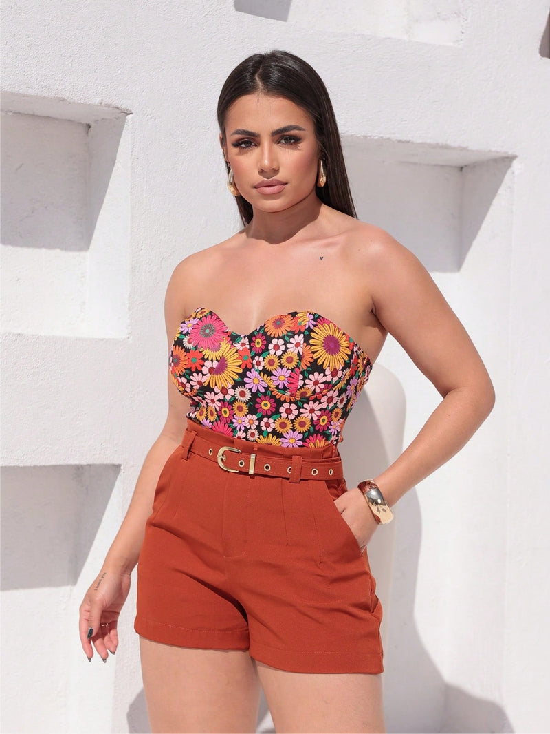 Vendedor IndicadoShort Alfaiataria Feminino Com Cinto E Bolso Cinto Finho