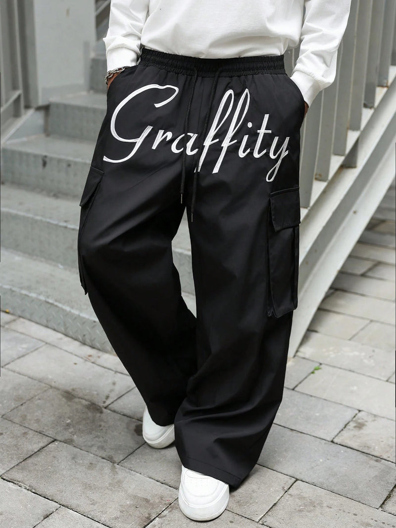 PAVTROS Calça Cargo Casual Masculina Sólida e Folgada, Para o Outono