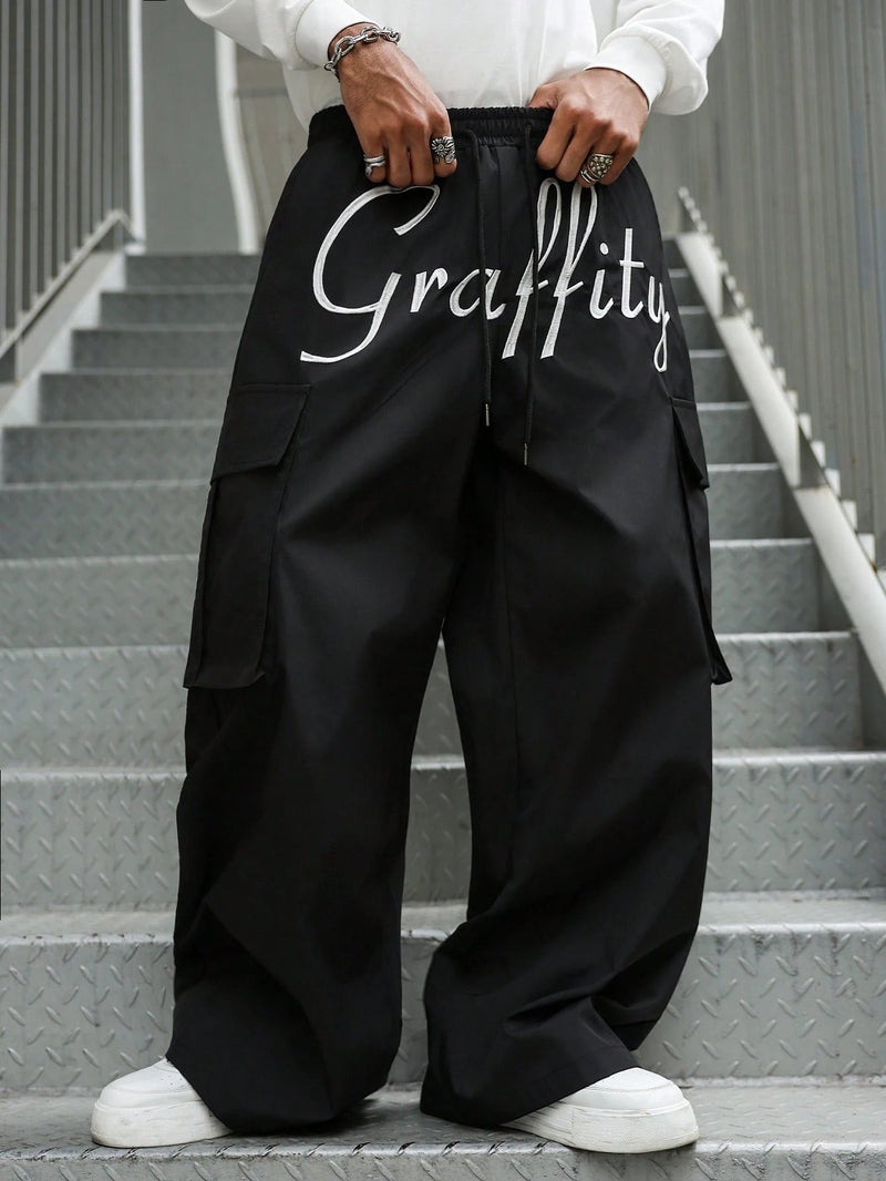 PAVTROS Calça Cargo Casual Masculina Sólida e Folgada, Para o Outono