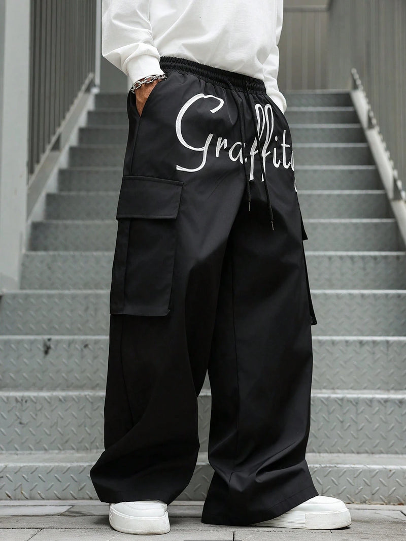 PAVTROS Calça Cargo Casual Masculina Sólida e Folgada, Para o Outono