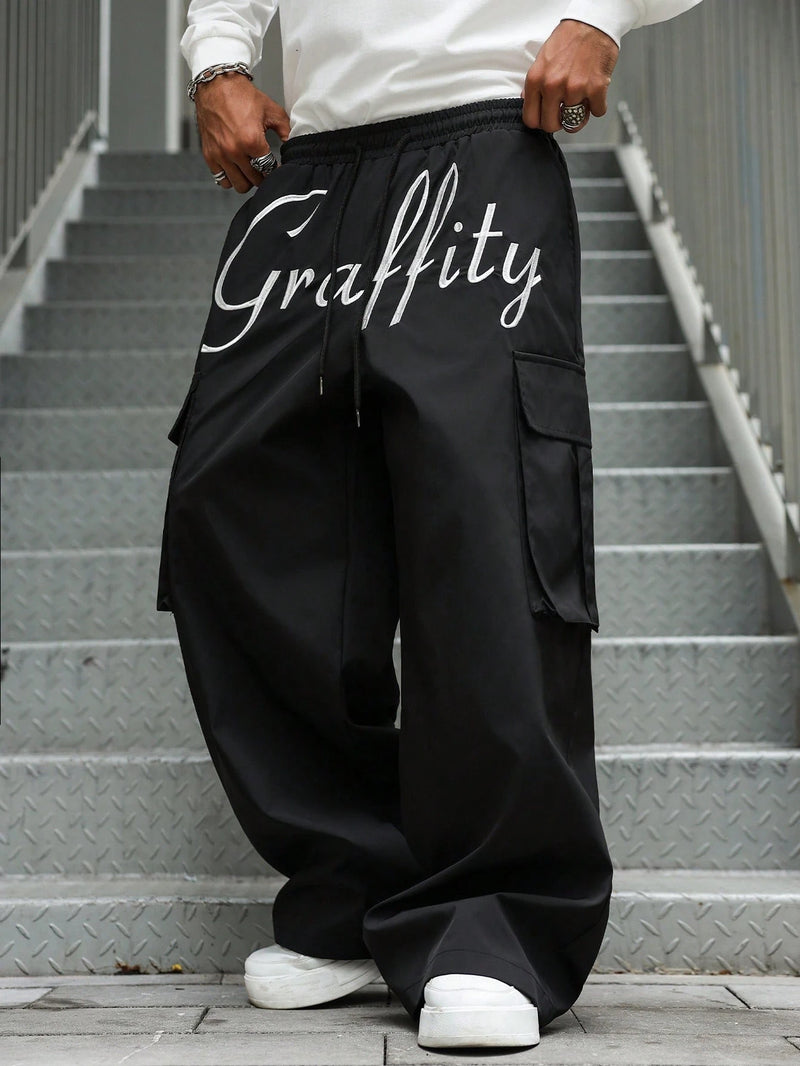 PAVTROS Calça Cargo Casual Masculina Sólida e Folgada, Para o Outono