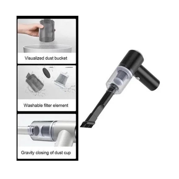 Mini Aspirador de Pó Portátil Recarregável Profissional Sem Fio de Limpeza Automotivo Carro 3 em 1 Sopro Faz Vácuo Potente e..