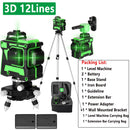 Ferramenta de nível a laser 3d/4d 12/16 linhas verticais horizontais com 1.2m 3 alturas barra de extensão de liga ajustável suporte de tripé
