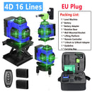 Ferramenta de nível a laser 3d/4d 12/16 linhas verticais horizontais com 1.2m 3 alturas barra de extensão de liga ajustável suporte de tripé