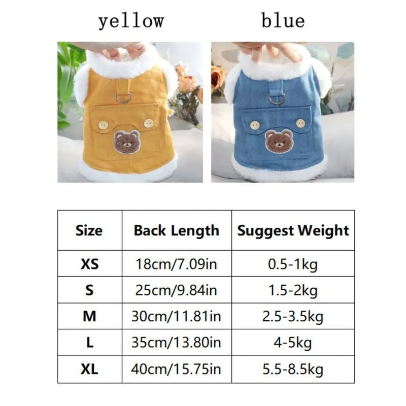 Duas pernas roupas de urso macio padrão roupas para cães quente e confortável casaco de algodão para animais de estimação pode puxar coletes quentes grossos para animais de estimação bichon