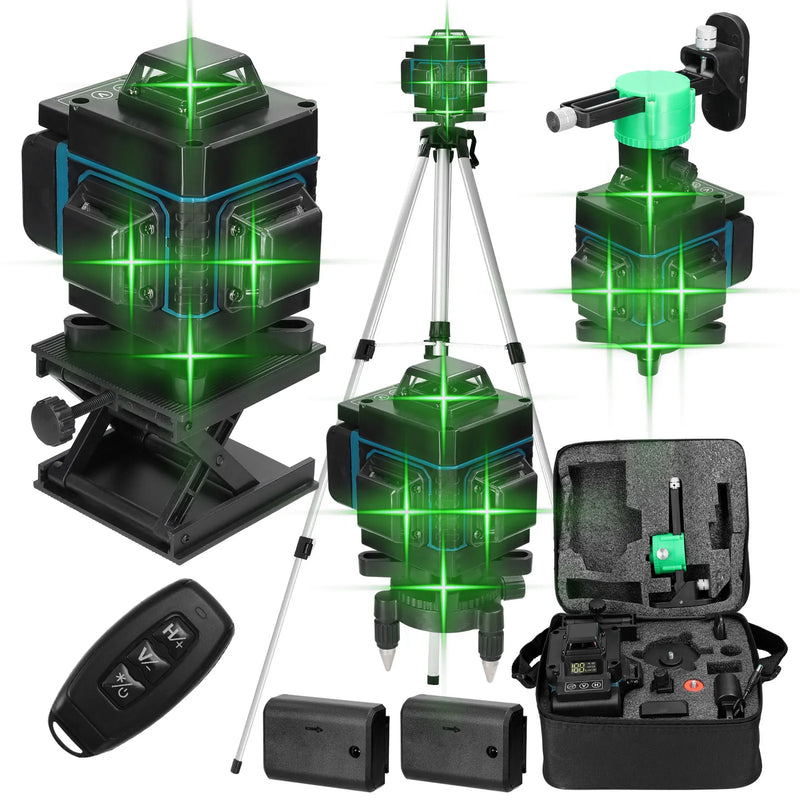 Ferramenta de nível a laser 3d/4d 12/16 linhas verticais horizontais com 1.2m 3 alturas barra de extensão de liga ajustável suporte de tripé