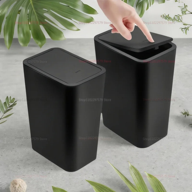 Lixeira 10l à prova de odor elegante lixeira moderna design de um toque plástico durável economia de espaço e à prova de vazamento lixeira simples